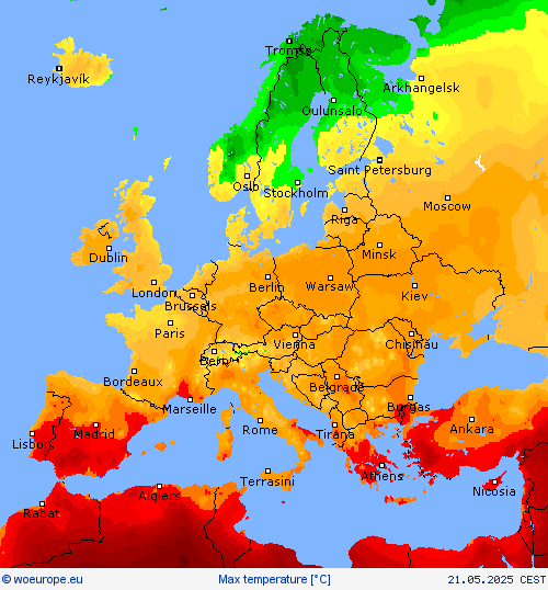 Max temperature Forecast maps