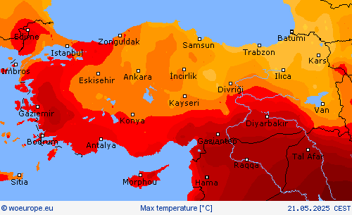 Max temperature Forecast maps
