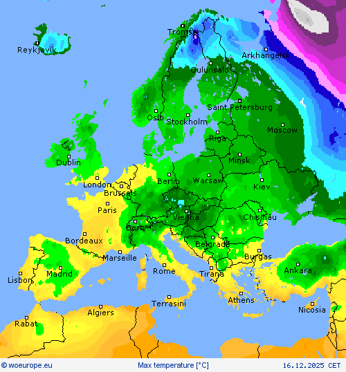 Max temperature Forecast maps