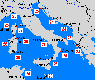 Middle Mediterranean Sea Temperature Maps